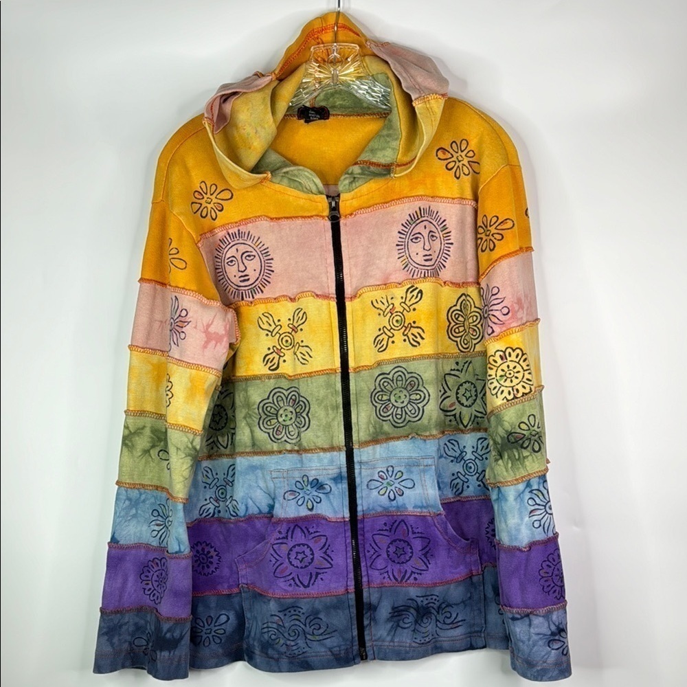 Rising International Multi Color Nepal Full Zip Hooded Sweatshirt 1X